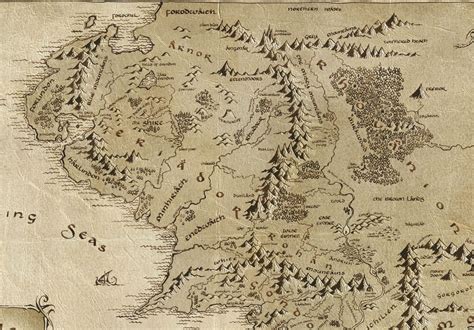Illustration détaillée d'un paysage de la Terre du Milieu par James Prunier