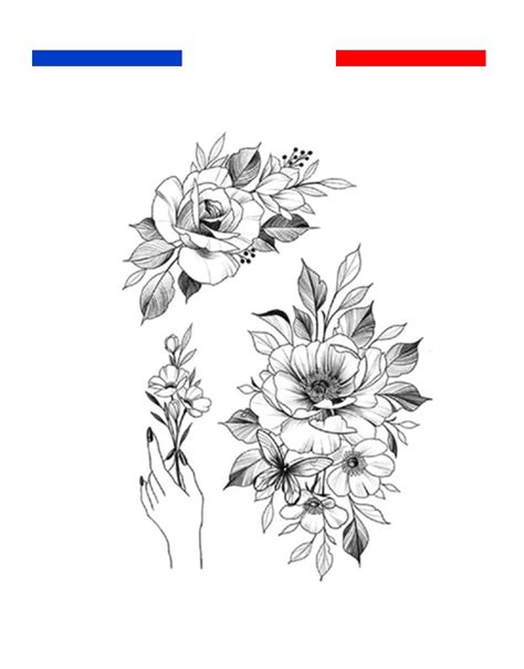 Tatouage représentant un bouquet de fleurs variées