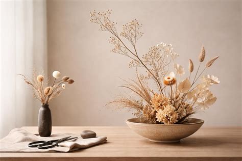 compositions florales tendances avec matériaux naturels