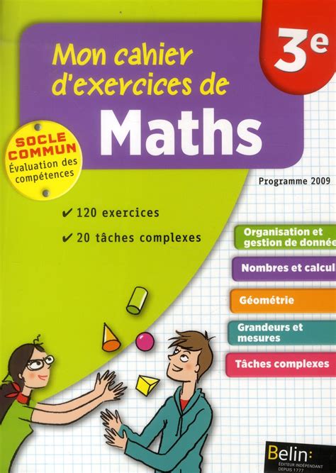 Photo d'un cahier d'exercices de mathématiques