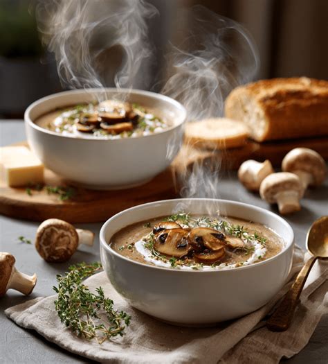 Bol de soupe de champignons crémeuse