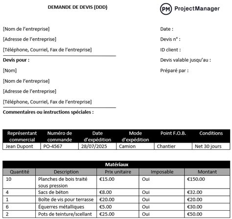 Processus de demande de devis pour travaux paysagers