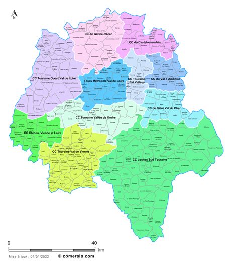 Carte de la commune de Neuillé-le-Lierre en Indre-et-Loire