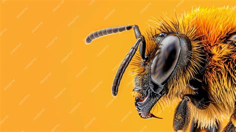 Photographie macro d'une abeille couverte de pollen sur une fleur colorée