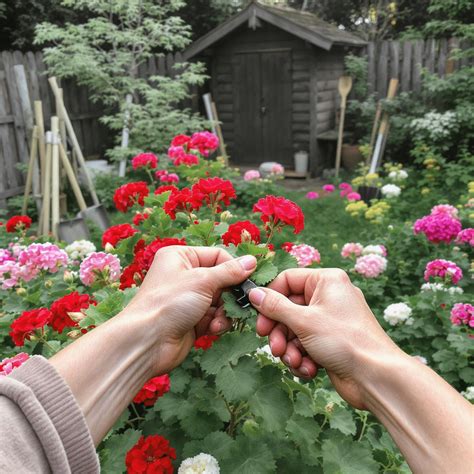 jardin rempli de géraniums en bonne santé