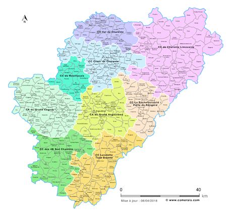 Plan de la Charente avec Yviers en évidence