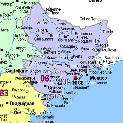 Carte des Alpes-Maritimes (06) avec des points symbolisant les locations entre particuliers