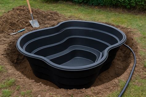 Schéma d'installation d'un bassin préformé avec paliers