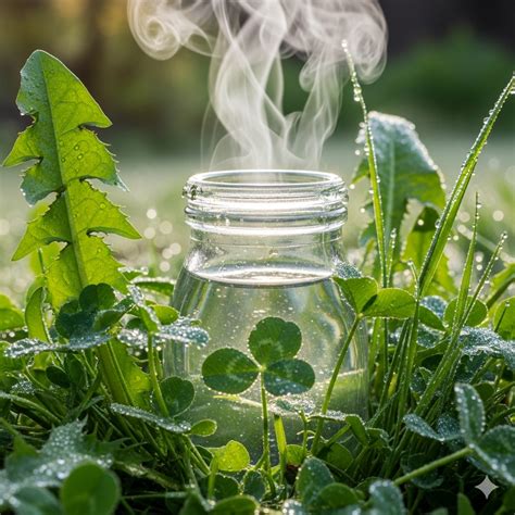 Eau bouillante versée sur des mauvaises herbes