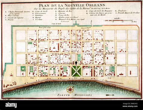Gravure de la ville de la Nouvelle-Orléans au 18ème siècle