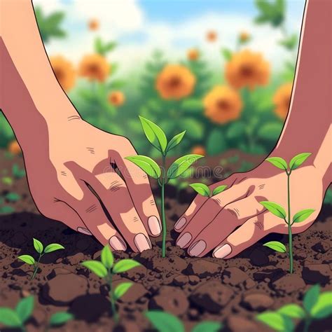 Illustration d'une main semant des graines dans la terre