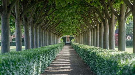 Haie de charmilles taillée dans un jardin à la française