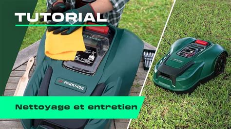 Robot tondeuse traversant un chemin