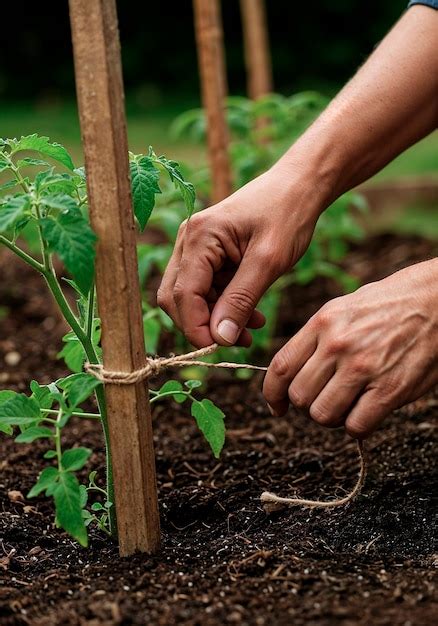 Attacher un plant de tomate à un tuteur