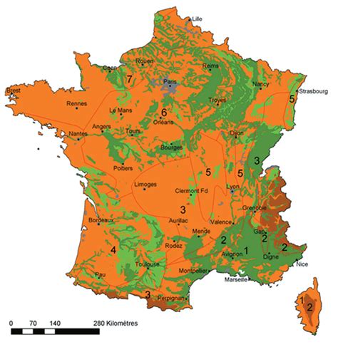 Carte des régions de France propices à la culture du prunier Quetsche d'Alsace