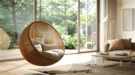 fauteuil suspendu dans un salon moderne