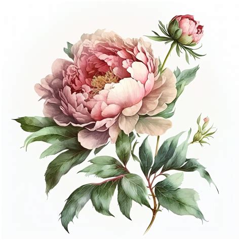 Illustration d'une carte de visite avec un motif de pivoine et d'hortensia stylisé