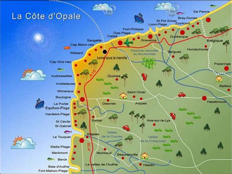 Carte touristique de la Côte d'Opale et du Nord de la France