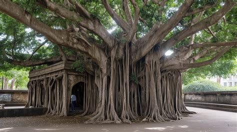 Vue aérienne du Grand Banian de Howrah montrant l'étendue de sa canopée