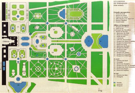 Plan détaillé des jardins de Versailles