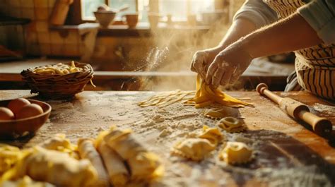 Illustration de la fabrication artisanale de pâtes à travers un tamis