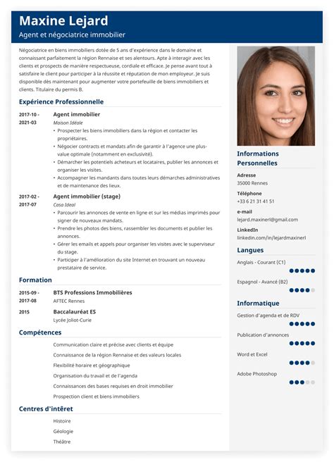 exemple de CV concis et structuré