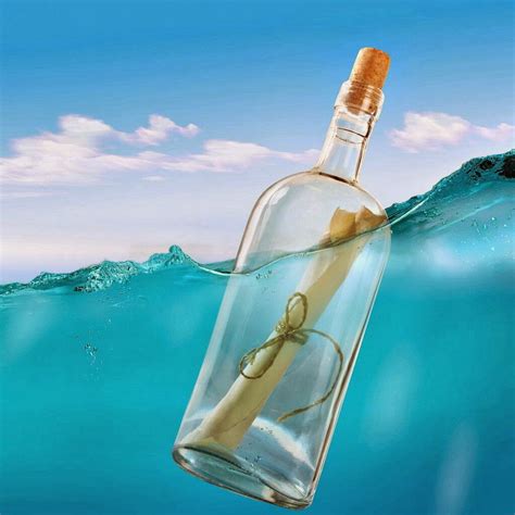 Illustration d'une bouteille à la mer avec un message