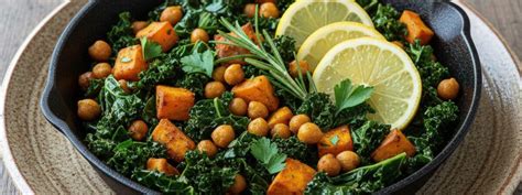 Assiette colorée de chou kale cuit