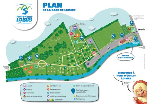 Plan détaillé de l'aire de loisirs de la Gazonne indiquant l'emplacement du bassin, des aires de jeux et des zones de pique-nique
