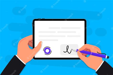 Une main signant un document numérique sur une tablette