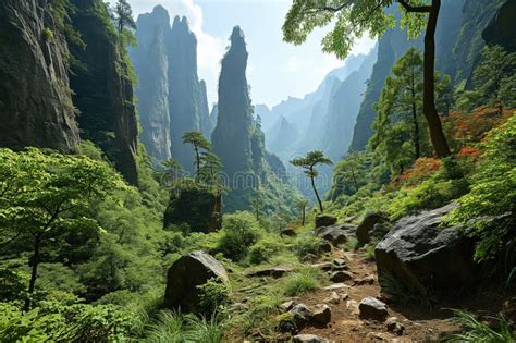 Paysage de haute montagne avec des falaises et des pins