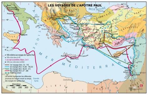 Carte historique des voyages missionnaires de saint Marc dans le bassin méditerranéen