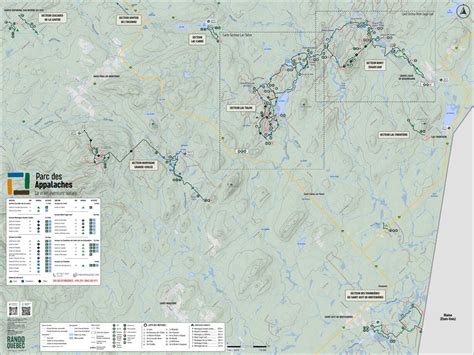 Une carte tactique des Appalaches mettant en évidence les zones forestières et les points de ressources botaniques