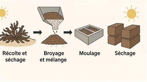 Schéma montrant les étapes de séchage et de conditionnement des cônes de houblon