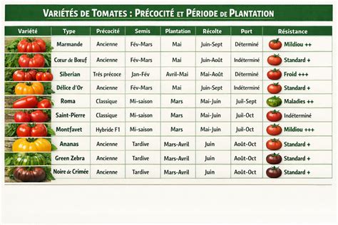 Graphique montrant la période de récolte selon la précocité des variétés