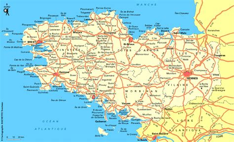 Carte de la Bretagne avec Saint-Malo et Saint-Père-Marc-en-Poulet mis en évidence