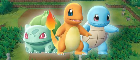 Les trois Pokémon de départ de Kanto : Salamèche, Carapuce et Bulbizarre
