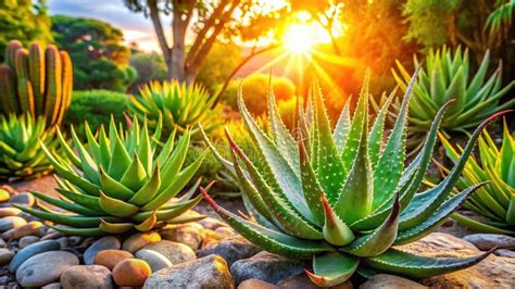 Aloe vera plant growing in a arid, sunny landscape