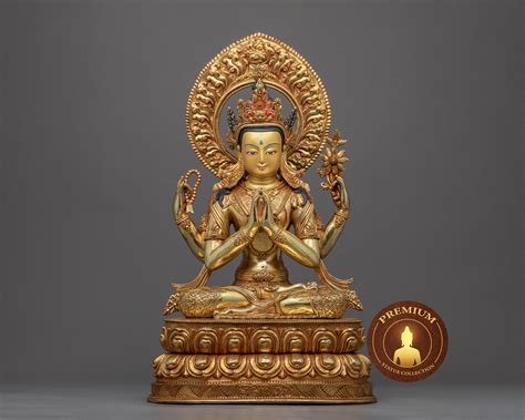 Statue symbolique du Bodhisattva Avalokiteshvara dans un jardin paisible