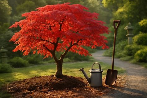 Un érable du Japon planté près d'un mur, offrant une protection contre le vent