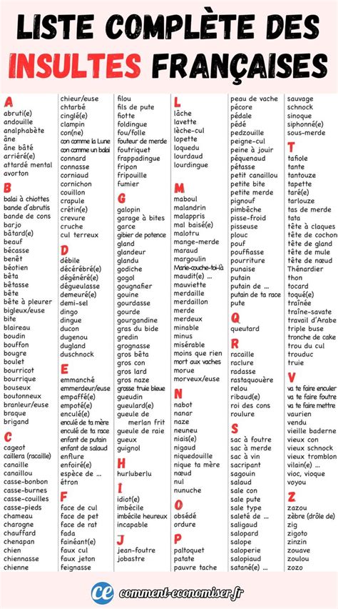 Infographie montrant la gradation de la vulgarité des insultes anglaises