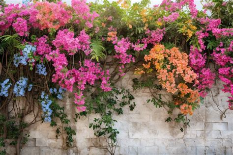 Mur végétal avec plantes grimpantes