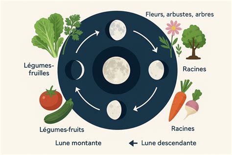 Infographie illustrant les légumes racines à récolter en lune descendante
