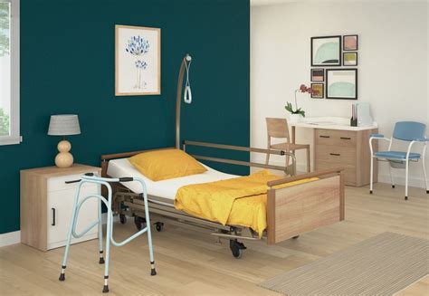 Schéma illustrant l'aménagement d'une chambre médicalisée moderne
