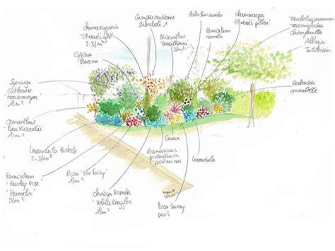 Plan général d'un massif d'hortensias en fleurs