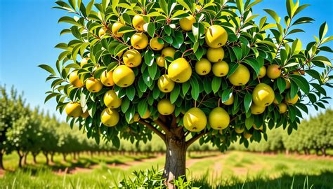 Arbre fruitier Nashi avec ses fruits dorés