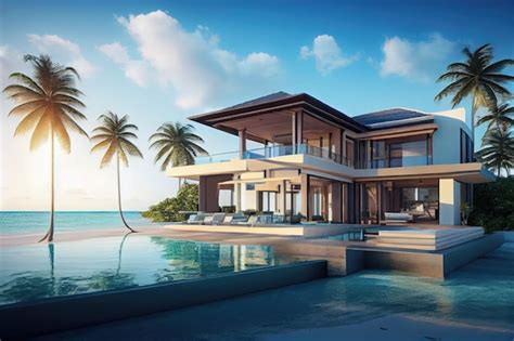 Vue panoramique d'une villa de luxe avec piscine à débordement donnant sur la Méditerranée