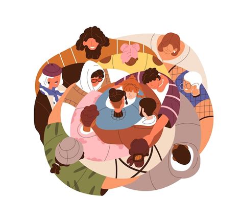 Illustration thématique montrant une communauté diverse unie autour d'un projet solidaire