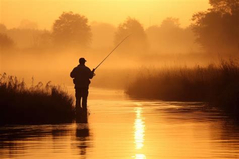Pêcheur au bord d'un étang paisible