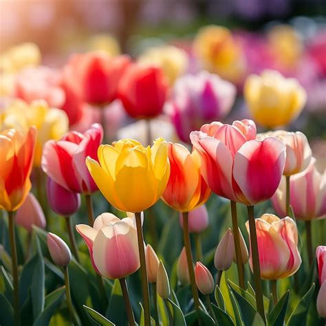Jardin de tulipes colorées